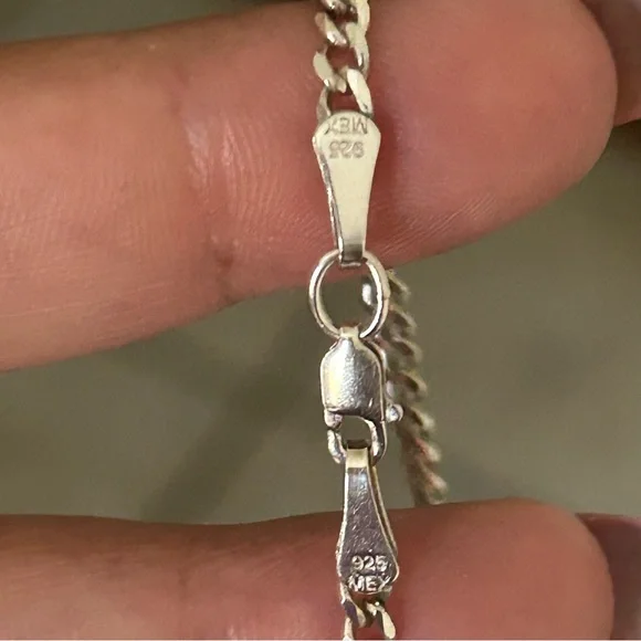 .925 Silver Curb Chain Necklace 28” - Picture 6 of 8